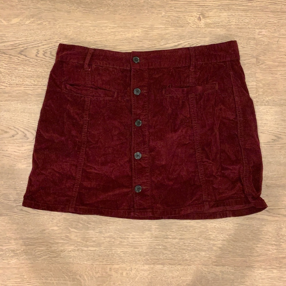 AE A-Line Velvet Button Down Skirt